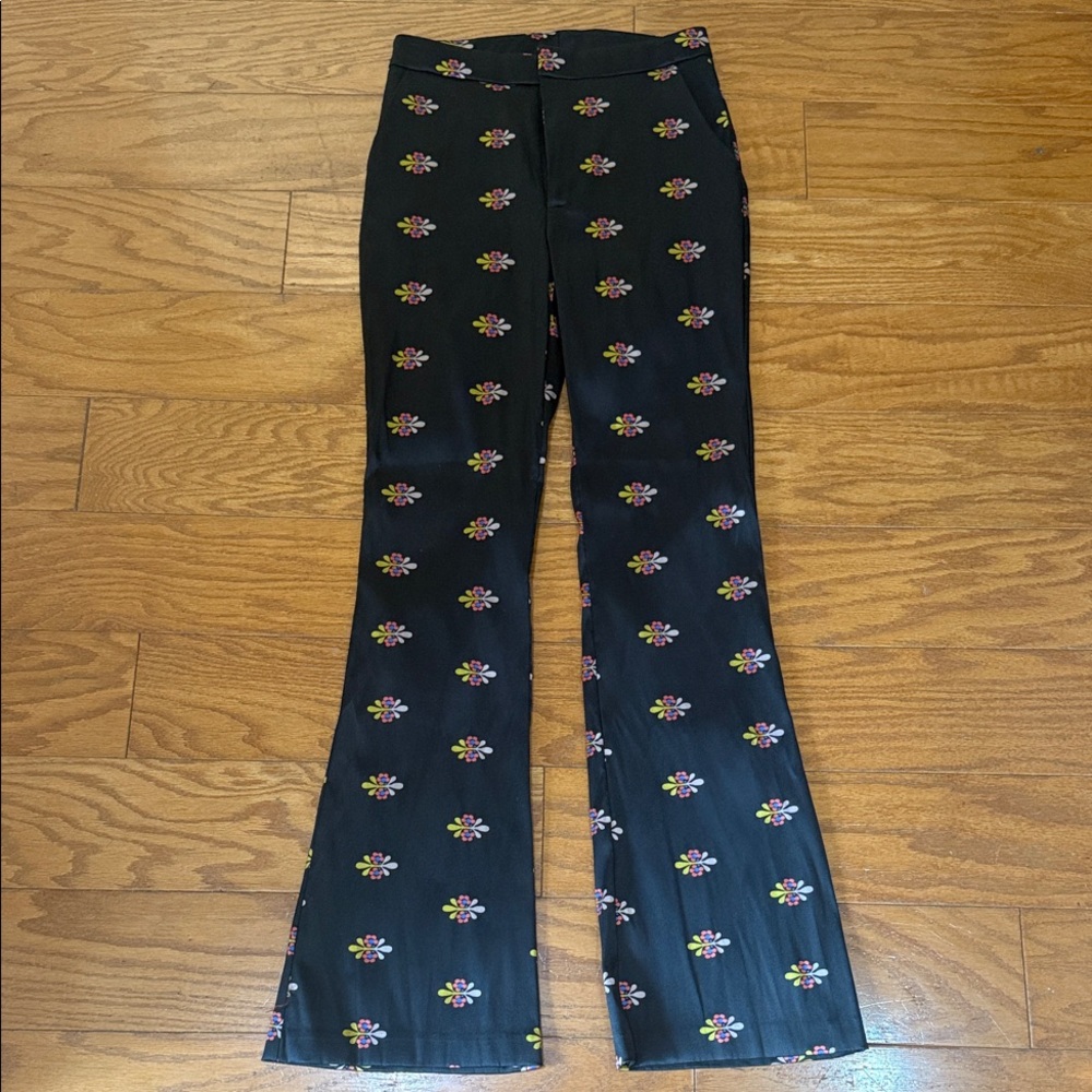 NWT Cynthia Rowley Sz 6 Stretch Sateen Black Floral Women Jeans